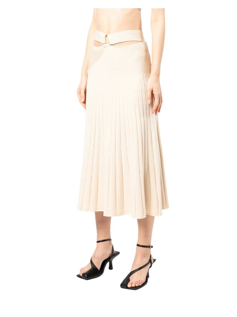 NWT SIMKHAI Arabella Compact Ribbed Knit Skirt Medium Almond